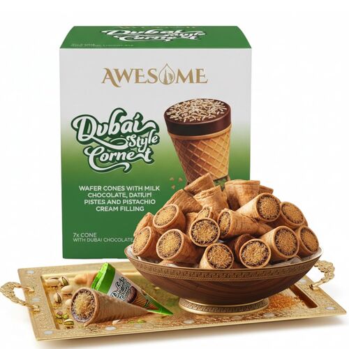 Mini Waffle Dubai Chocolate Cones - 7 Count