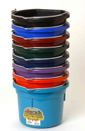 Flat Back Plastic Bucket - 8 Quart