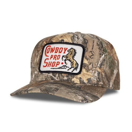 Cowboy Pro Shop Snapback Hat in Realtree Edge