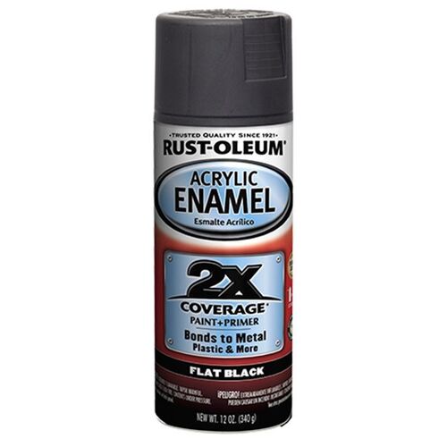 Acrylic Enamel 2X Spray Paint in Flat Black - 12 oz