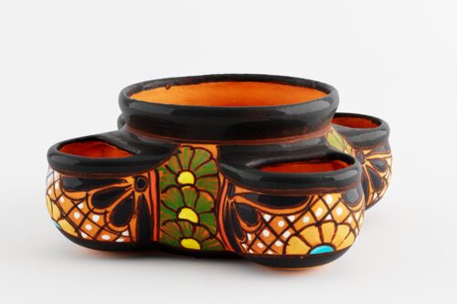 Talavera 5" Small Strawberry Planter in Black