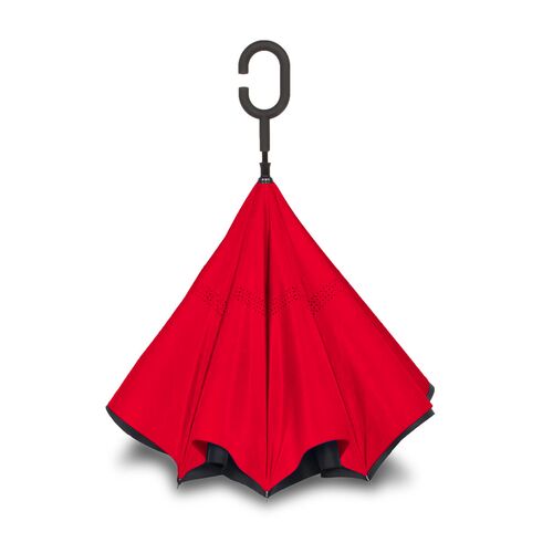Unbelievabrella Reverse 48" Arc Closing Stick Umbrella In Black & Red