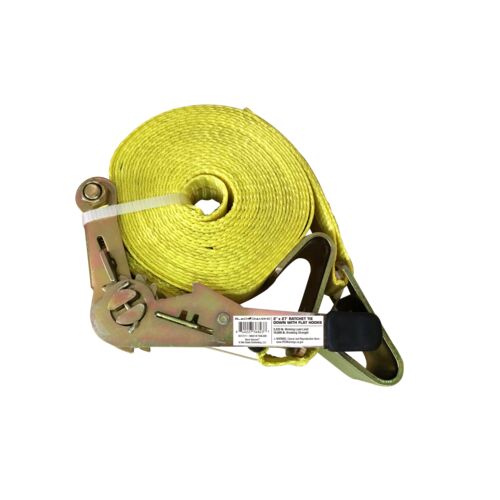 Ratchet Tie Down with Flat Hooks - 2" x 27'