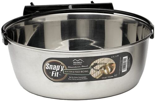 Snap'y Fit Stainless Steel Water and Food Bowl - 2 Quart