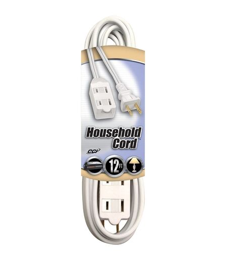 16/2 12' White Extension Cord