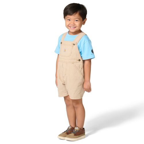 Boys' 2-Piece Short Sleeve T-shirt & Brown Stripe Shortall Set