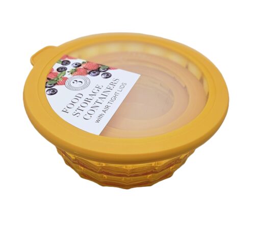 3-Piece ClearView Transparent Storage Container Set in Assorted Colors