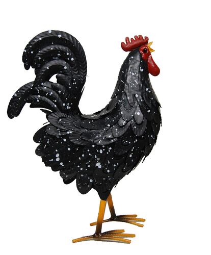 16.4" Black Rooster Decor