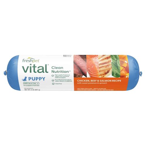 Vital Grain Free Chicken, Beef & Salmon Recipe Fresh Puppy Food Roll - 2 Lb
