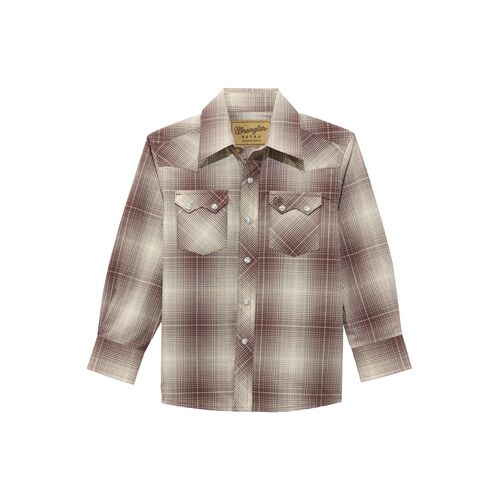 Boy's Wrangler Retro Western Snap Plaid Shirt with Front Sawtooth Pockets