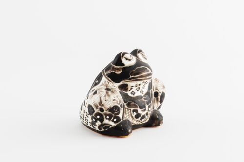 Talavera 7" Frog Planter in Sandy/Black