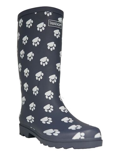 Women's Paw Print Tall Rubber Boots