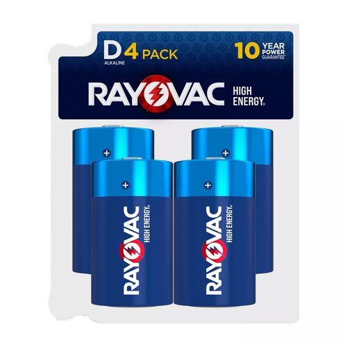 High Energy D Cell Alkaline Battery - 4 Pack