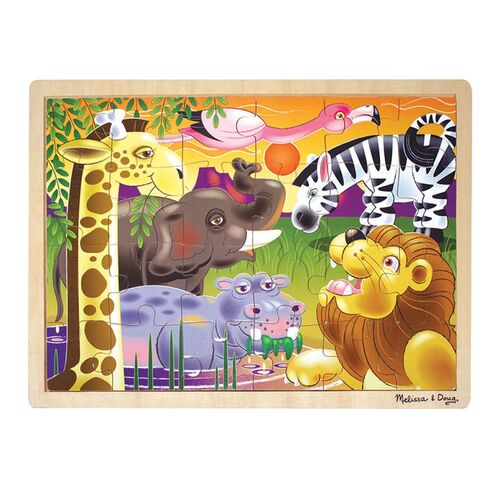 African Plains Safari Wooden Jigsaw Puzzle with Storage Tray - 24 Piece
