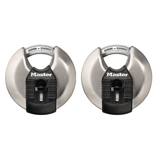 2-3/4" Wide Magnum Stainless Steel Discus Padlock with Shrouded Shackle 2-Pack - Keyed Alike