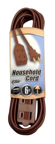 16/2 Gauge 6' Brown Cube Tap Indoor Extension Cord