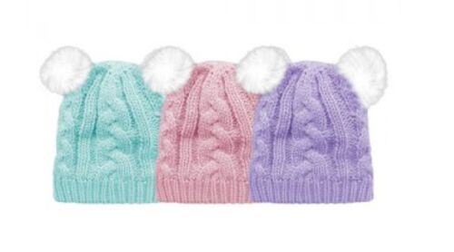 Girls Faux Fur Poms Beanie - Assorted