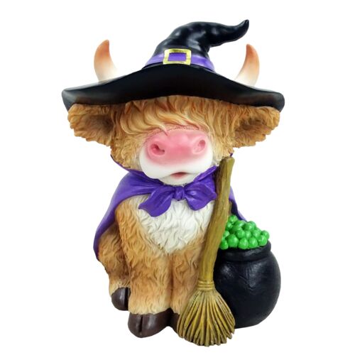 Highland Cow Witch Statue