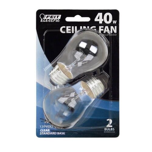 2 Count 40 Watt Incandescent A15 Clear Fan Light Bulbs