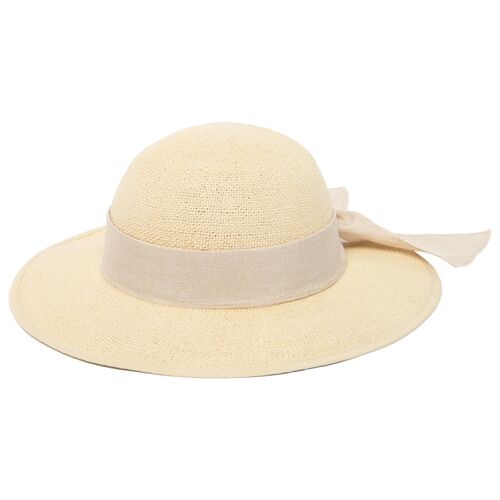 Kid's Face Saver Sun Hat with Scarf Tie in Natural