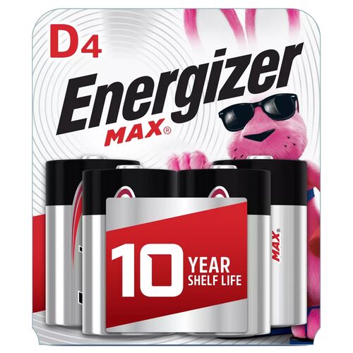 MAX D Cell Alkaline Battery - 4 Pack