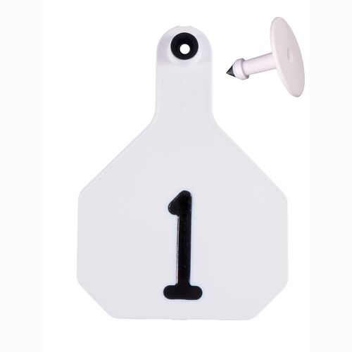 All-American 4* Large #1-25 2-Piece Ear Tag in White - 25 Tags