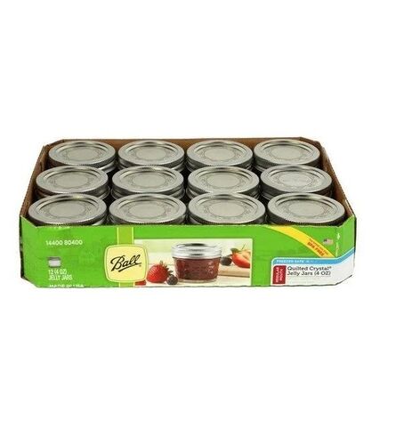 Regular Mouth Quilted Crystal Jelly Jars & Lids - Set of 12