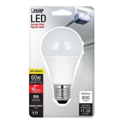 60-Watt Equivalent Bright White A19 CEC Title 24 Compliant LED 90+ CRI Garage Door Opener Light Bulb