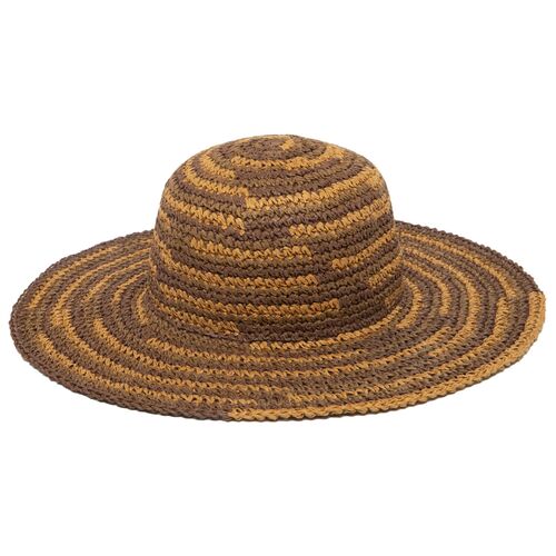 Women's Paper Crochet Space Dye Sun Hat in Mixed Brown