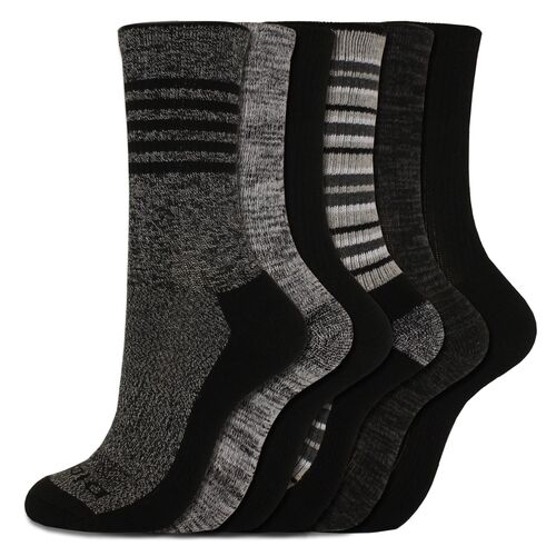 Women's Dri-tech Fashion Stripe Moisture Control Crew Socks in Black