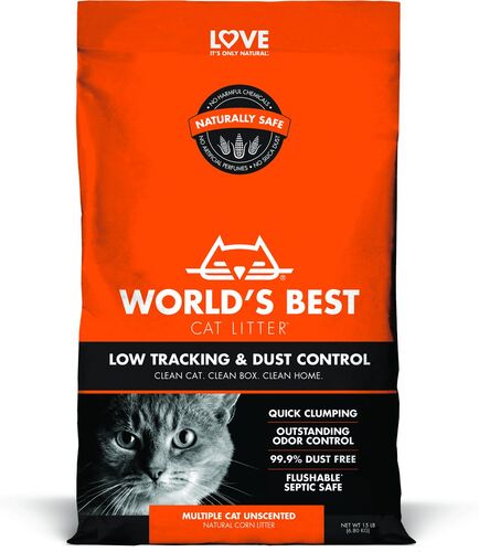 Low Tracking & Dust Control Multiple Cat Unscented Natural Corn Cat Litter
