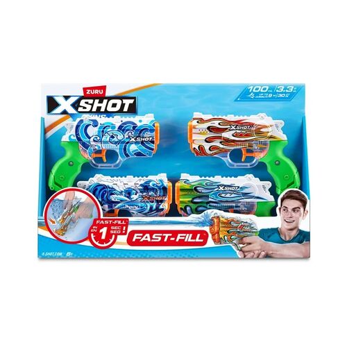 X-Shot Fast-Fill Skins Nano Soaker - 4-Pack