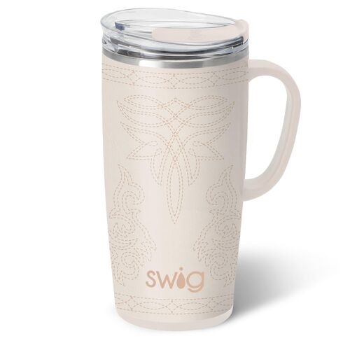 Travel Mug in Saddle Stitch Cream - 22 oz