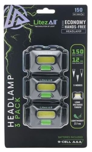 LitezAll Economy Headlamp 3-Pack