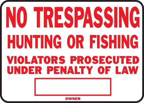 Legal NO TRESPASSING Sign