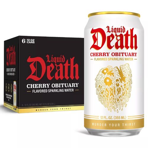 Cherry Obituary Sparkling Water - 6-Pack of 12 oz Cans