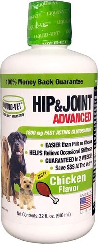 Hip & Joint Support Liquid Supplement in Chicken Flavored for Dogs - 32 oz