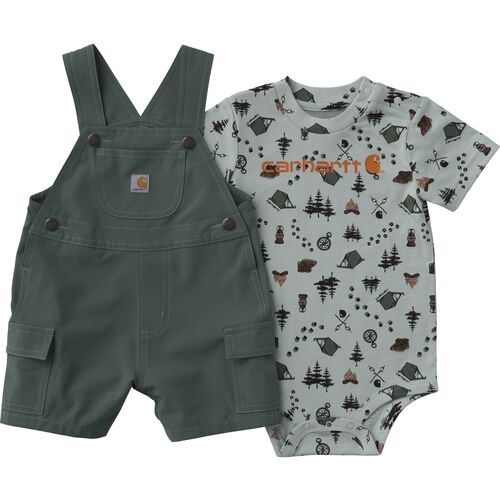Boys' 2-Piece Short Sleeve Bodysuit & Cargo Pocket Shortall Set