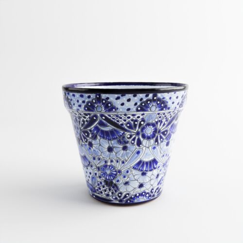 Talavera 12" Cono Planter in Blue/White