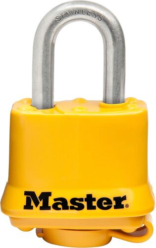 1-9/16" Wide Covered Stainless Steel Pin Tumbler Padlock in Yellow