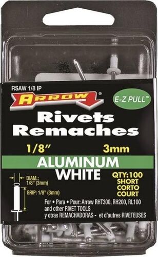 1/8" White Short Aluminum Pop Rivet