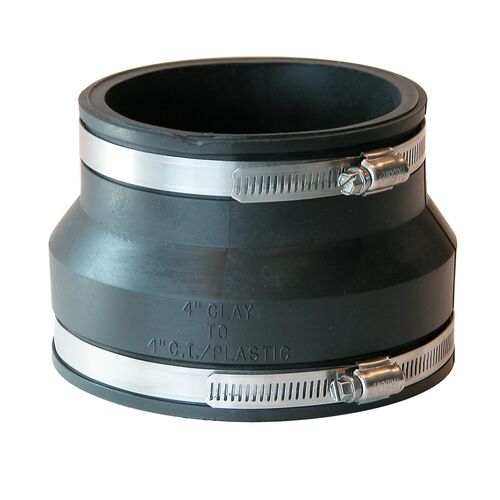 4" Clay x 4" DWV Flexible PVC Coupling