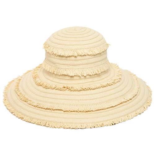 Women's Olas Fringe Wide Brim Sun Hat in Ivory