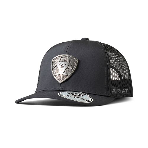 Men's Metal Shield Logo Cap in Black
