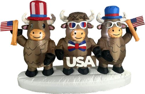 6' Patriotic Highland Cows Inflatable