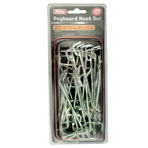 20 Piece 4 X 9/64 Pegboard Hook Set Chrome Plated