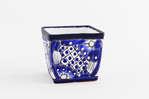 Talavera 4"x4" Cuadro Planter in Blue/White