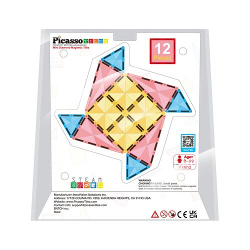 Magnet Tile Building Blocks Mini Diamond Travel Set - 12 Pieces
