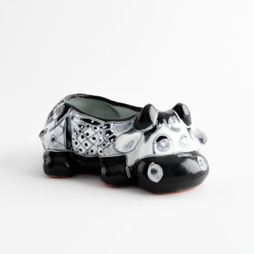 Talavera 13.5" Cow Planter in Sandy/Black
