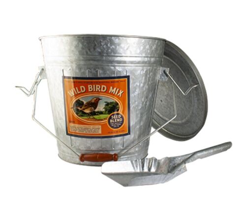 Galvanized Steel Rustic Farmhouse Locking Storage Bucket Bin with Scoop